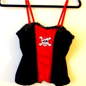 Red && black pirate faux corset